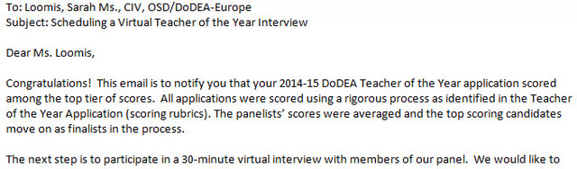 DoDEA Virtual Teacher of the Year Interview