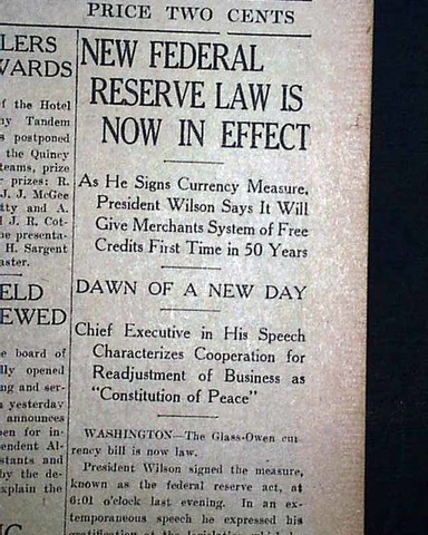 Underwood Tariff Act, Federal Reserve Act