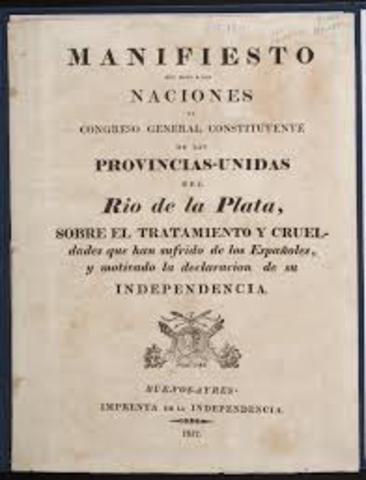 Publication of "Manifiesto a las naciones"