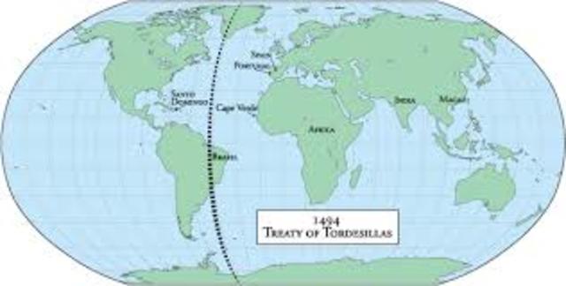 Spain and Portugal agree to Treaty of Tordesillas