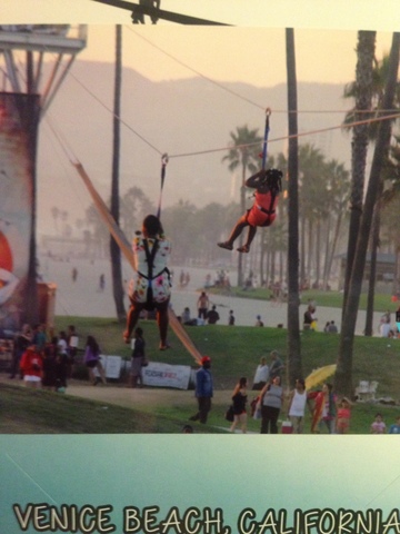 zip lining on Venice Beach