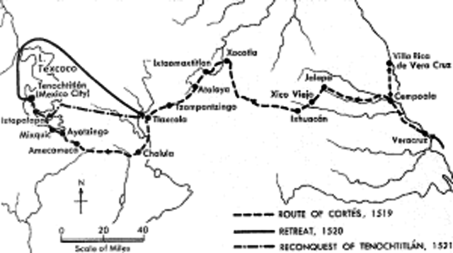 H. cortez lands o mexican coast