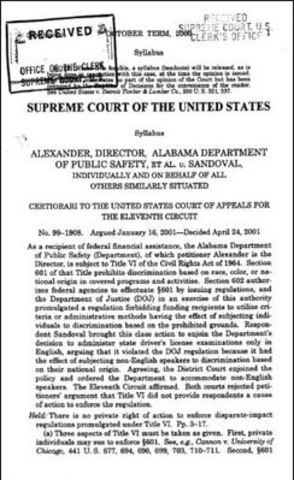 Alexander v Sandoval