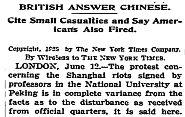 May 30th Incident. Protest at International Settlement in Shanghai with protestors fired upon by British commanded police