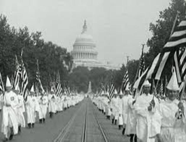 Ku Klux Klan members stage a major march through Washington, D.C.