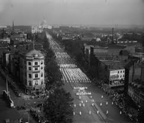 Ku Klux Klan members stage a major march through Washington, D.C.