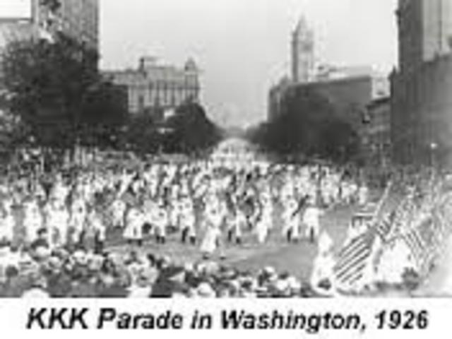 Ku Klux Klan members stage a major march through Washington, D.C.