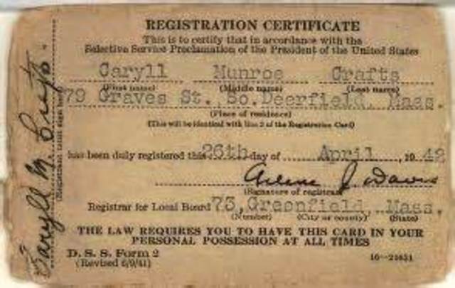 First time Peacetime Draft in US