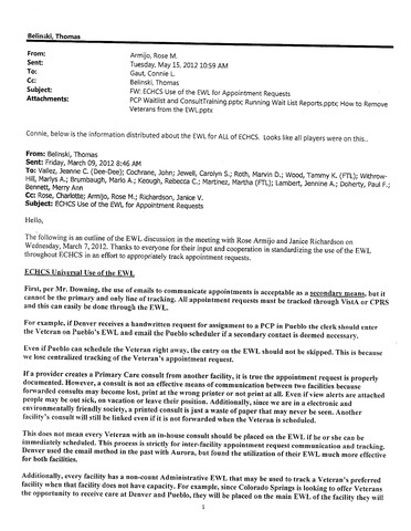 Email From VA Office Regarding Univeral Use Of EWL.