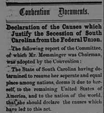 south carolinia secedes