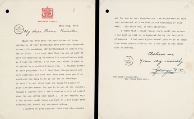 King George V1 okays secret meeting