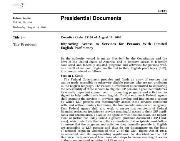 Executive Order 13166