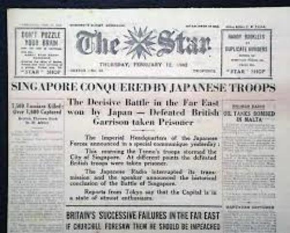 Japan captures Singapore.