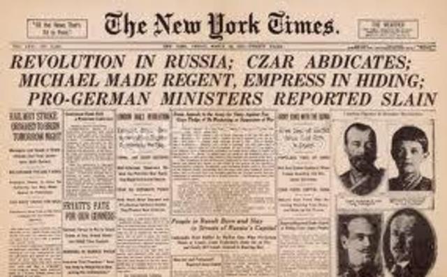Czar Abdicates the throne