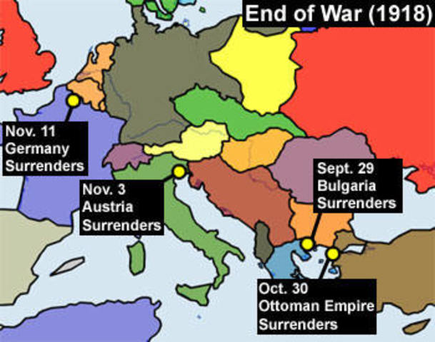 Germany signed an armistice with the Allies that ended World War One.