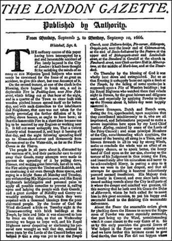 Newspapers are first published in London
