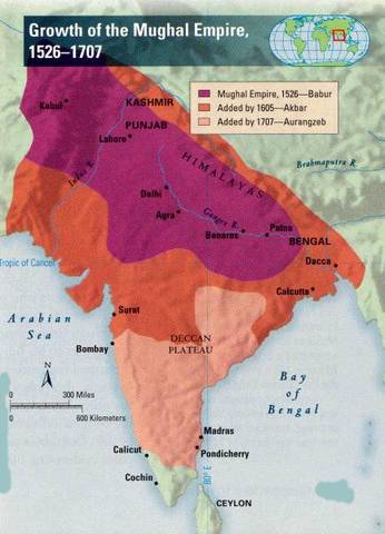 Growth of Mughal Empire Map