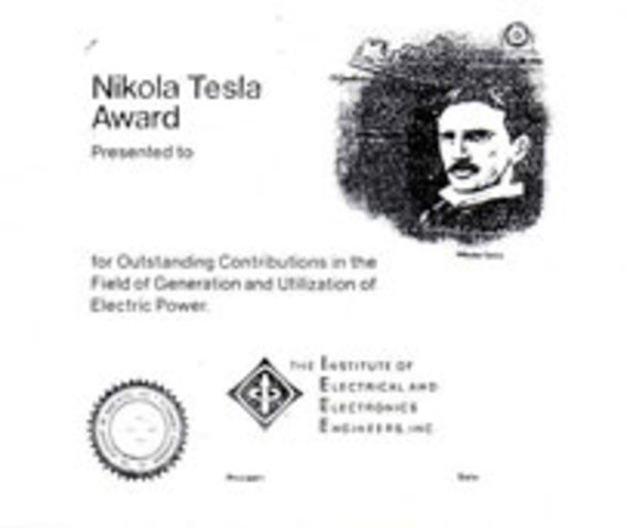 Nikola Tesla Award Developed