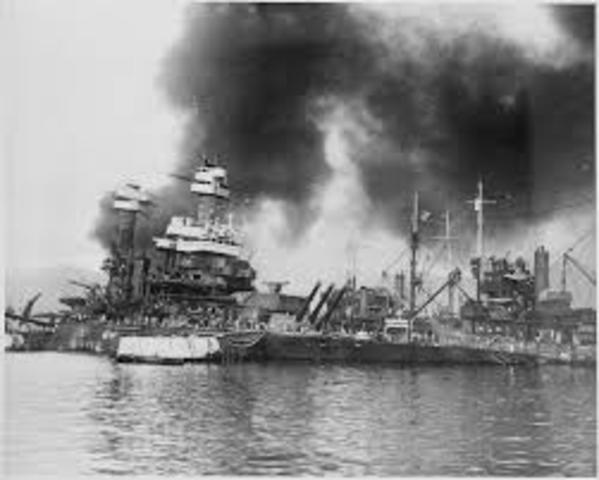 Pearl Harbor in Hawaii attacked by Japanese Naval and Air forces.
