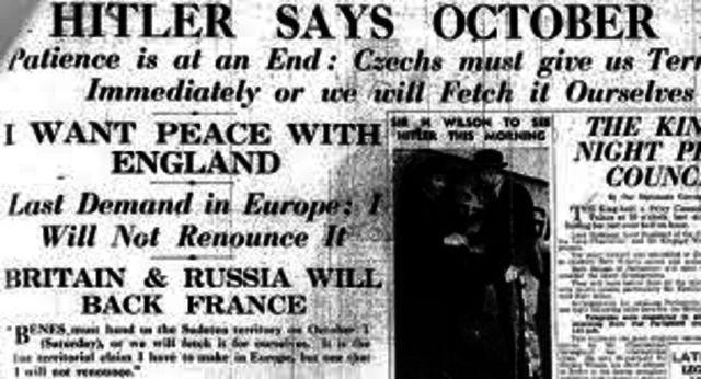 Hitler demands the Sudetenland from Czechoslovakia
