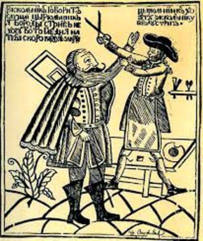 Введение европейского платья, бритье бород