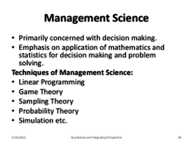 Management Science Theory