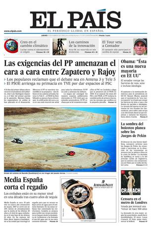 Periodico El Pais en 2008