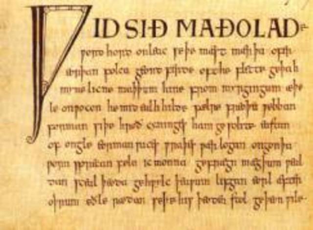 Saxon Monks copy old english poems into the Exeter Book