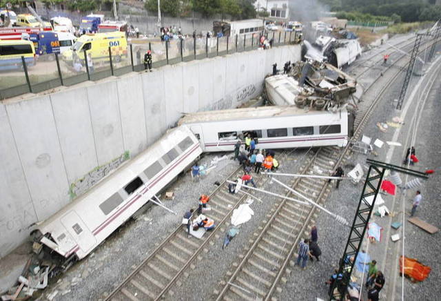 Accidente ferroviario en Santiago de Compostela