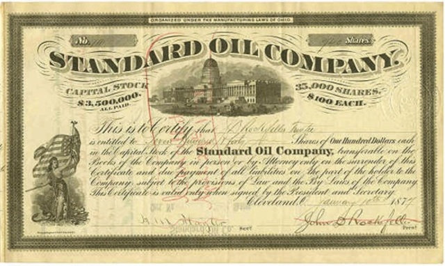 Rockefeller incorporates Standard Oil