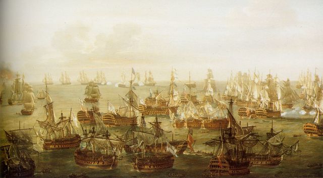 The british defeat the french and the spanish at trafalger