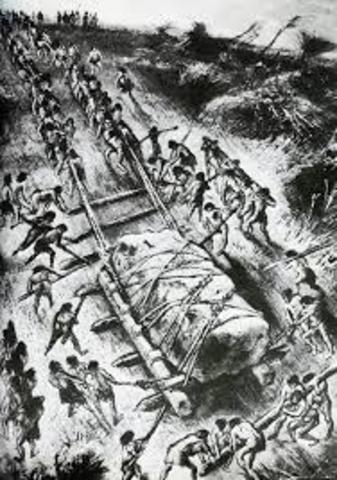 The building of Stonehenge starts in 2800. B.C.