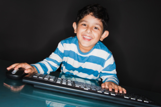 Conner learns to type his name