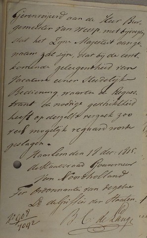 Staatsraad Gouverneur aan Burgemeester Weesp