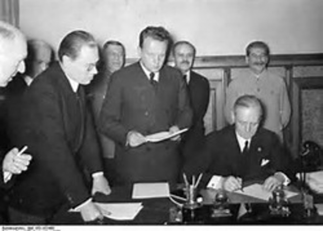 Nazi-Soviet Pact signed by Hitler and Stalin
