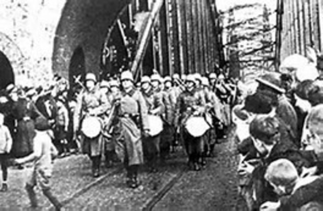 Hitler sends troops into Rhineland of Germany in violation of the Versailles Treaty