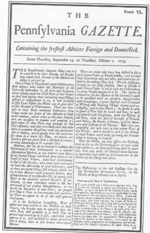 Purchases Pennsylvania Gazette