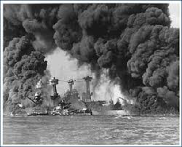 Pearl Harbor in Hawaii attacked by Japanese Naval and Air forces, US declares war on Japan, Germany and Italy declare war on the US- Dec 9th