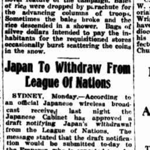 Japan Withdraws From the League of Nations