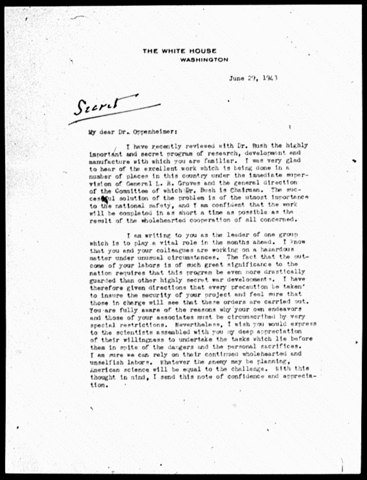 Franklin D. Roosevelt letter to Robert O.