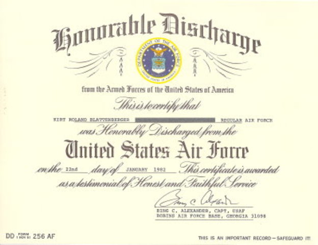 First honorable discharge