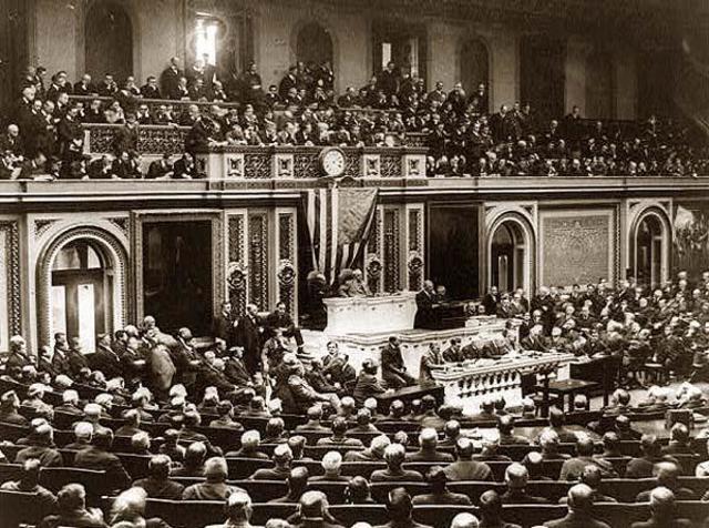 President Wilson Asks Congress to Declare War