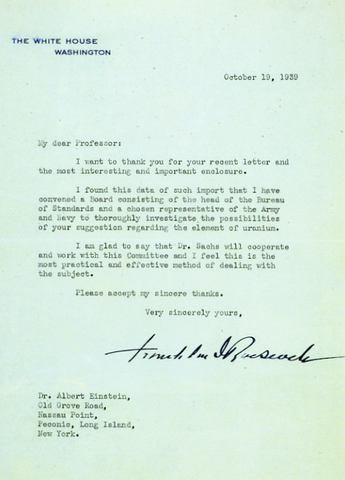 Einstein’s letter to FDR, “The Manhattan Project”