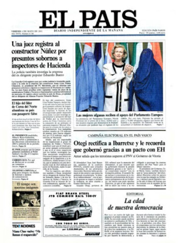 Primer portada en color de diario El País