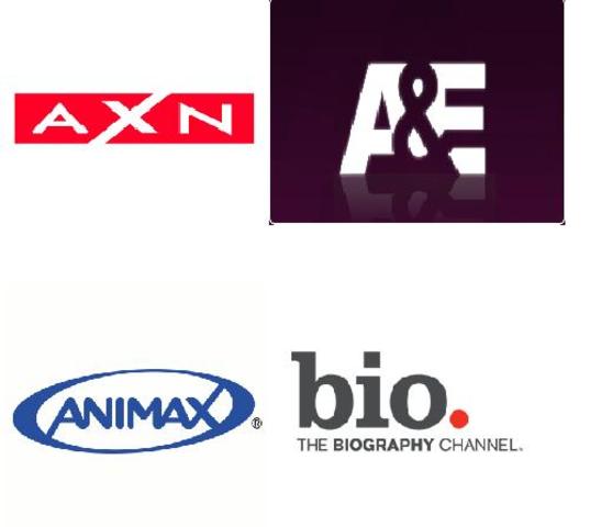 Estréia dos Canais AXN, Biography Channel, Animax e A&E.