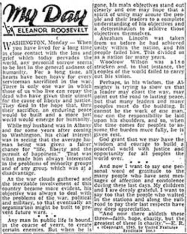 Eleanor wrote the My Day newspaper column.