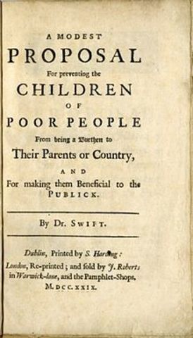 Jonathan Swift Published A Modest Proposal