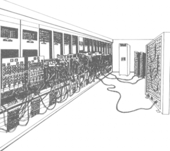 Aparato de Calculo ENIAC, basada en Tubos al Vacio.