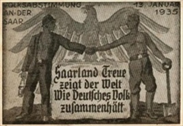 Saar region votes to rejoin Germany.