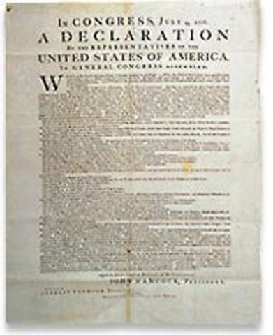 La déclaration d'indépendance du 4 juillet 1776